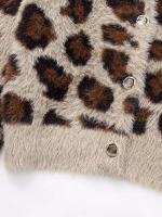 Cárdigan de punto con estampado animal para mujer, suéter único con cuello redondo, chaqueta con botones totalmente combinada, sin estampado, otoño e invierno - details 4