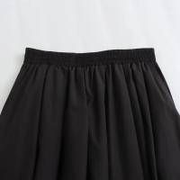 Falda Larga A-Line Mooyufon Para Mujer Negro Vintage Chic Cintura Alta Pliegues Anchos Swing Moda Primavera Elegante Casual Polyester - details 3