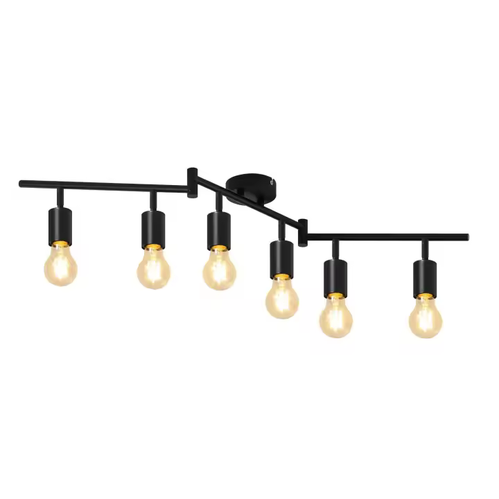 CBJKTX Foco de techo negro E27 vintage 6 llamas luz de techo ajustable 350 °   industrial - 1