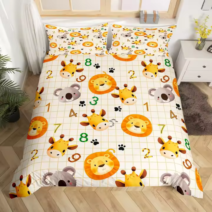 Juego de Cubiertas de Edredón de Animales del Zoo para Niños 3PCS Poliéster - 1