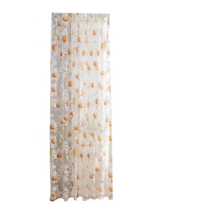 Cortinas de tul translúcidas para sala de estar, visillo elegante con diseño de flor y margaritas, Jacquard transparente, 100x200cm, 1 unidad - 1