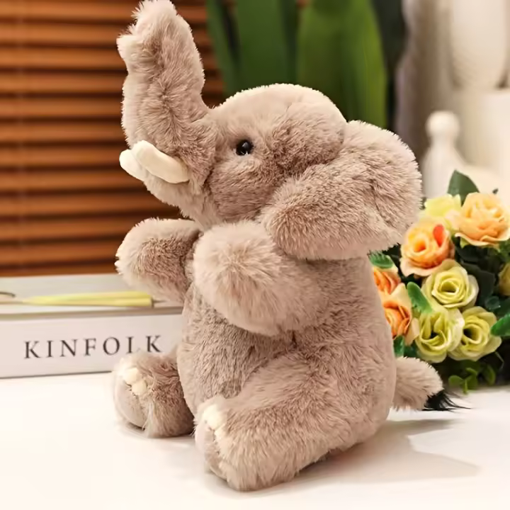 1 juguete de peluche de elefante de nariz larga de 9 pulgadas, Animal de peluche de fibra de poliéster suave realista, regalo de Navidad perfecto para niños - 1