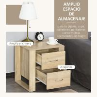 2 Cajones Patas y Base Elevada para Dormitorio Mesa Lateral para Sala de Estar Estilo Moderno 48x39x54 cm Roble - details 3