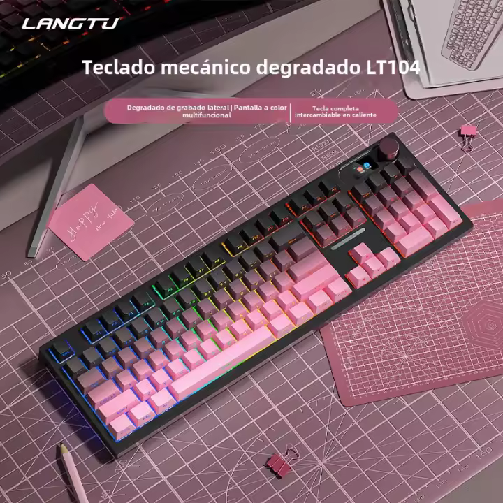 LT104 Teclado Tri-Modo RGB Personalizado Inalámbrico 2.4G Bluetooth Teclado Mecánico de Oficina - 1