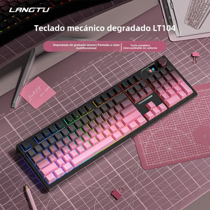 LT104 Teclado Tri-Modo RGB Personalizado Inalámbrico 2.4G Bluetooth Teclado Mecánico de Oficina - 1