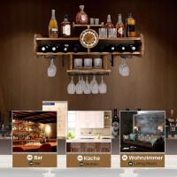 Estante de Vino en la Pared, Almacenar Botellas, Estante de exhibición de Vidrio de Vino y Botella de Vino Montado, Ideal para Botellas de Vino, champán, estantería - details 6