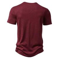 Nueva camiseta coreana de manga corta de Color sólido con cuello Henry para hombre, polos informales, camisetas deportivas para hombre - details 3