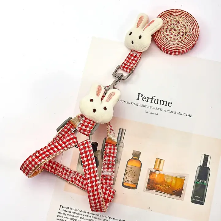 Arnés para perros pequeños y gatos, Collar ajustable para gatitos, arnés para mascotas con juego de correa, chaleco de pecho a cuadros, correa, accesorios para cables para perros - 1