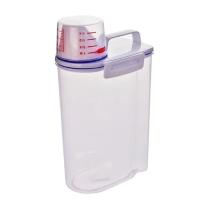 Caja de Almacenamiento de Cereales de Cocina para el Hogar Contenedor de Alimentos de Plástico Transparente PP con Taza Medidora para Arroz y Harina - details 0