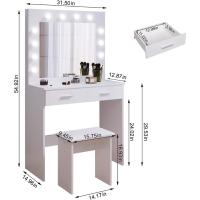 Maquillaje con Hollywood LED Espejo 2 Cajones Grans y Taburete 80x40x140cm (Gris) - details 15