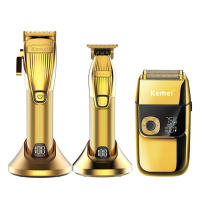 Kemei-Afeitadora eléctrica profesional para hombre, cortadora de barba y pelo, recargable, para Barbero, salón y hogar - details 0