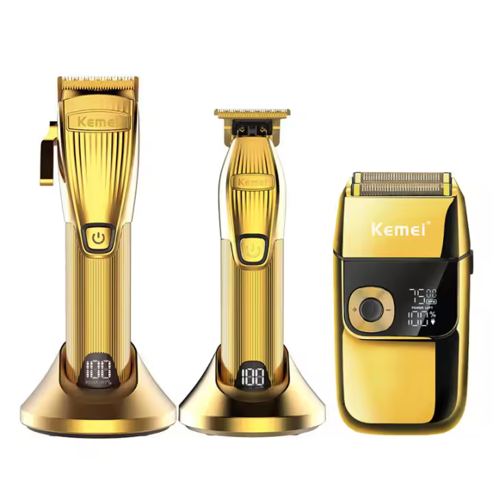 Kemei-Afeitadora eléctrica profesional para hombre, cortadora de barba y pelo, recargable, para Barbero, salón y hogar - 1