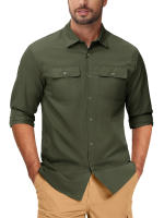 MAGCOMSEN-Camisa de manga larga para hombre, camisa de trabajo informal con botones y bolsillos, ligera, para senderismo y montaña - details 0