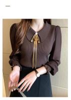 2025 otoño mujer gasa Patchwork suéter manga linterna cuello vuelto jersey con botones mujer Oficina señora suéter invierno - details 16