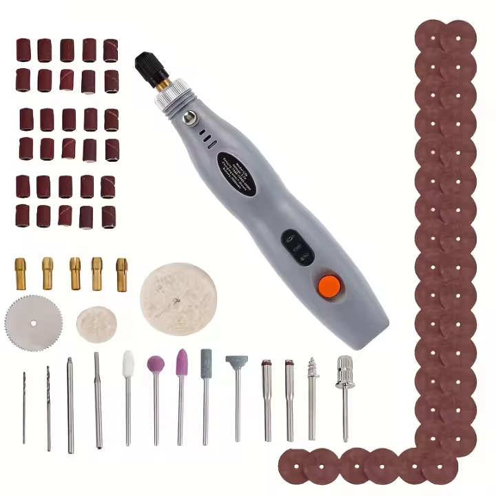 87 piezas Herramientas rotativas eléctricas inalámbricas, herramientas rotativas eléctricas equipadas con lijado, corte, lijado, grabado, pulido, perforación y otros accesorios, herramientas miniaturas con batería de iones de litio de 3,7 V, 3 velocidades - 1