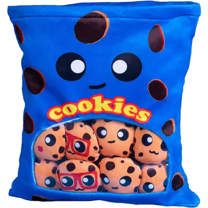 Plushies Doll-Bolsa de juguete de galletas, almohada de cuello suave de peluche, juguete de comida Yummy para regalo de cumpleaños, cojín de juguete de peluche - 1