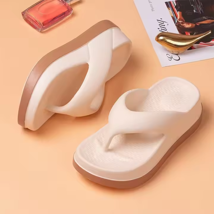 Chanclas de suela gruesa para mujer, sandalias de verano e interior, zapatillas de playa con aumento de altura de 5 cm - 1