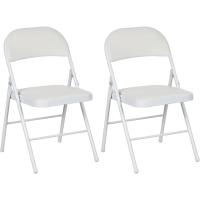 Plegables Sillas Abatibles con Respaldo y Estructura de Acero para Salón Oficina Estudio 45x46x78 cm Blanco - details 0