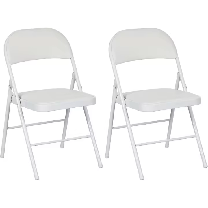 Plegables Sillas Abatibles con Respaldo y Estructura de Acero para Salón Oficina Estudio 45x46x78 cm Blanco - 1