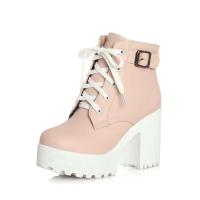Botines de mujer, tacones altos con plataforma, ropa de club con cordones, zapatos punk - details 3