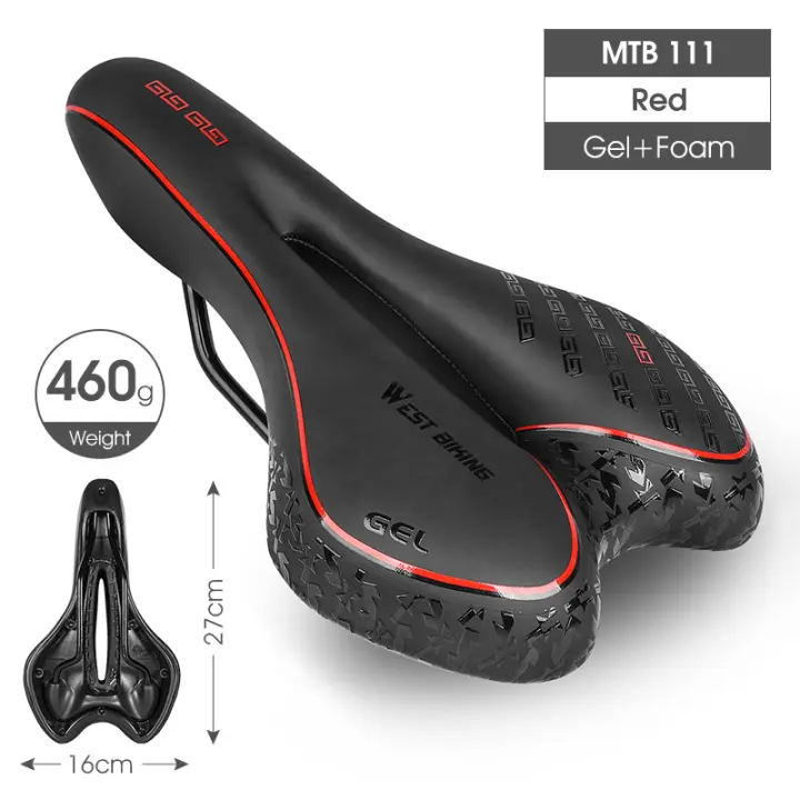 Asiento de Bicicleta WEST BIKING MTB Gel Comfort Foam Versátil para Ciclismo BMX Sin Dolor de Silla Hecho de Cuero PU - 1