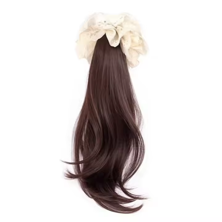 Cola de Caballo ondulada largo sintético rizado, tocado, Anillo para el cabello, pinza en cola de caballo, extensión de cabello, peluca de cola de poni dulce para mujer - 1
