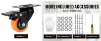 SucceBuy Juego de 4 ruedas giratorias, ruedas de placa giratoria con bloqueo, ruedas de PVC resistentes que no dejan marcas, rodadura silenciosa para carrito, muebles y banco de trabajo - details 4