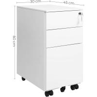 Archivador Móvil, Cajonera de Oficina con Ruedas y Cerradura, para A4, Documentos, Carpetas de Archivo, Blanco OFC031W01 - details 2