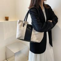 Bolso de mano de gran capacidad con superficie de gamuza para mujer, bolso de mano de ocio de moda coreana, bolso de mano con empalme de colisión de colores vintage - details 6
