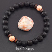 Pulsera de piedra de Lava para hombre, cuentas de piedra lunar de labradorita Natural, pulsera de Buda tibetano, pulsera difusora de aceite de Chakra, joyería para hombre - details 24