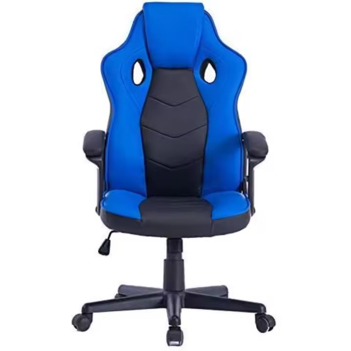 Silla de Ordenador Oficina |   Ergonómica para Gamers Especial Videojuegos |   Piel Sintética Acolchada |   Altura e Inclinación Ajustables |   Color Negro y Azul - 1