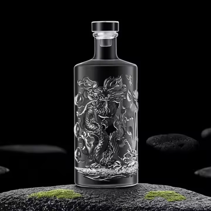 Patrón de dragón de whisky redondo, botella de boca afilada, whisky bourbon escocés, 500 ml - 1