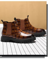 Suela de goma informal cabeza redonda parte superior baja tacón cuadrado banda elástica estilo británico talla zapatos de hombre - details 4