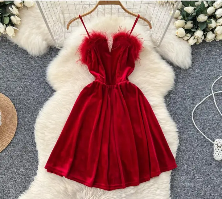Fiesta de Navidad para mujer, diseño de plumas elegante, serie A - 1