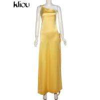 Vestido Largo de Seda para Mujer Elegante, Sin Mangas, Espalda Descubierta, Hombros Descubiertos - details 1