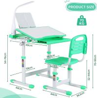 Escritorio para niños y estudiantes, mesa ergonómica y juego de descongelación, con cajón, soporte de lectura, lámpara LED regulable, altura ajustable - details 22
