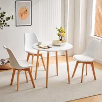 Mesa de Comedor, Estilo escandinavo Ronda Mesa y Patas de Madera de Haya, 80*72 cm, Color Blanco - details 4