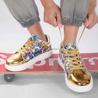 Nuevo diseño de fiesta de moda, zapatos de tenis dorados para mujer, zapatillas blancas planas grandes 48 gruesas, precio bajo, adolescente americano - details 10