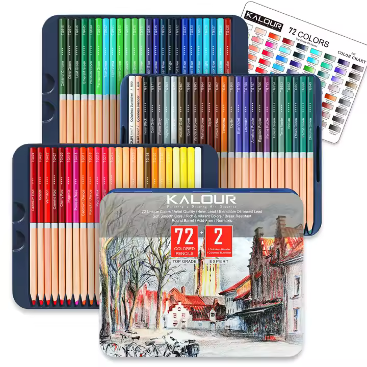 Juego de dibujo de 72 colores, lápices de colores al óleo, lápices de colores para colorear, regalo para estudiantes, suministros de arte profesional para artistas - 1