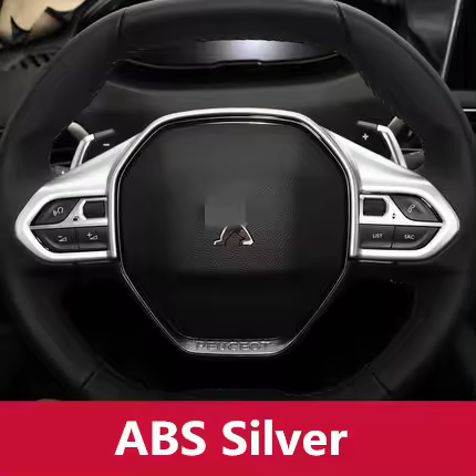 Para Peugeot 5008 3008 GT 2017 2018 2019, cubierta de volante de fibra de carbono ABS, marco decorativo, pegatinas de lentejuelas modificadas - 1