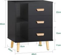 Auxiliares Mesita de Noche con 3 Cajones Mesa para Salón Comedor con 2 Estantes 48 x 40 x 60 cm Gris ES - details 31