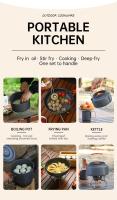 Batería de cocina para acampada, batería de picnic portátil para 2-3 personas, juego de hervidor y sartén - details 2