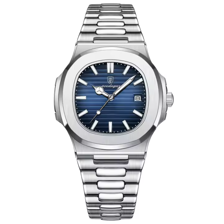 Reloj Deportivo POEDAGAR Cuarzo, Dial Cuadrado, Resistente al Agua, Luminoso, Regalo Perfecto para Hombres Correa de Acero Inoxidable - 1