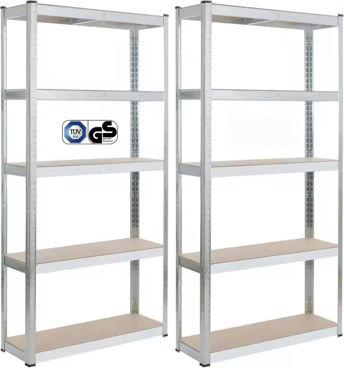 Juego de 2 Estanterías 180x90x30cm Azul 5 Estantes Estantería de Taller sin Tornillos - 1