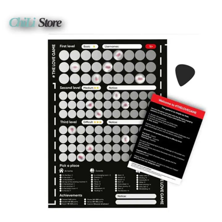 Póster de Juego de Amor ChiLi Store para Parejas Regalo de Cumpleaños en Papel Negro Hecho en China Ideal para Romantismo y Celebraciones - 1