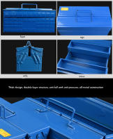 Caja de herramientas de Metal portátil, 3 bandejas, caja de acero voladizo, organizadores de almacenamiento de herramientas para el hogar, reparación de Hardware de electricista, 34x16x15cm - details 3