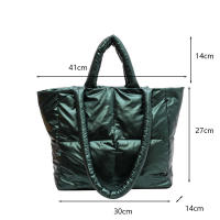 Bolso de mano de algodón acolchado para mujer, bolso de hombro de gran capacidad, de moda, de diseñador, - details 30