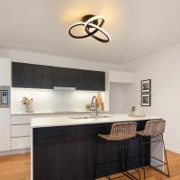 Plafón LED de Techo Nórdico, 22W, 2500LM - GOECO-3000/6500K, Luz Blanca Caliente/Fría - 25*25*12 CM - Negro - Diseño Floral - details 14