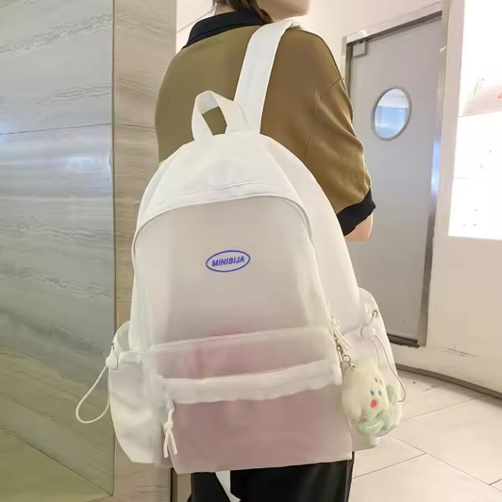 Chica, estudiante, rojo, transparente, mochila, nuevo estilo, mochila escolar, mochila, estilo bosque, estilo japonés - 1