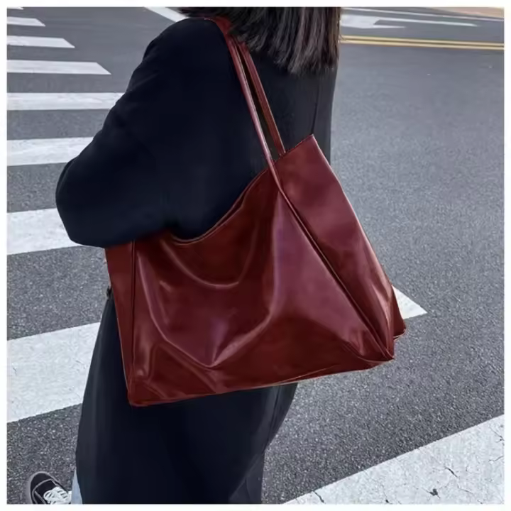 Bolso de mano de moda para mujer, bolsa de hombro de cuero Pu suave de gran capacidad, bolso cruzado Retro, bolsos portátiles informales - 1
